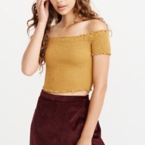 Abercrombie and Fitch Off the Shoulder Smocked Top